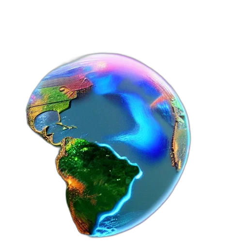 3d render, photorealistic, vaporwave, earth transparent PNG cut-out