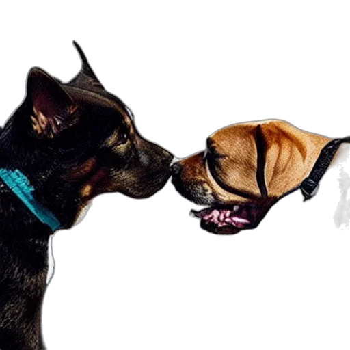 photorealistic, dog, kissing, cat transparent PNG cut-out