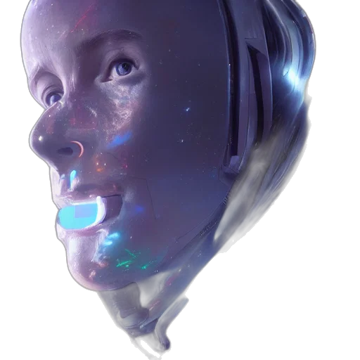 robot, mask, face, jewelry, cyberpunk, 3d render, concept art, vaporwave transparent PNG cut-out