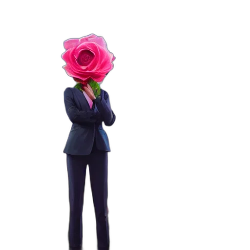 staff, flower, jacket, robot, 3d render, concept art, pixel art, vaporwave transparent PNG cut-out