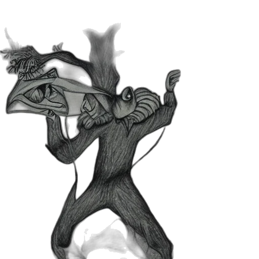 creature, mask, dragon, staff, concept art, fantasy art, comic book art, 3d render transparent PNG cut-out