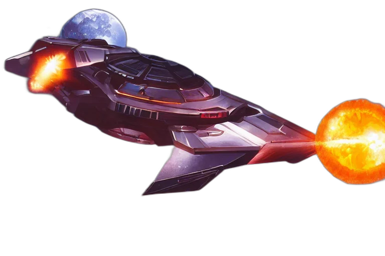 weapon, concept art, 3d render, outer space, fireball, shooting, sci, spaceship transparent PNG cut-out