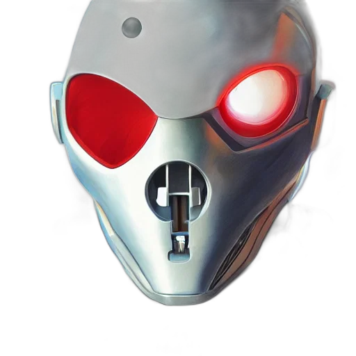 mask, robot, face, weapon, 3d render, concept art, cyberpunk, comic book art transparent PNG cut-out