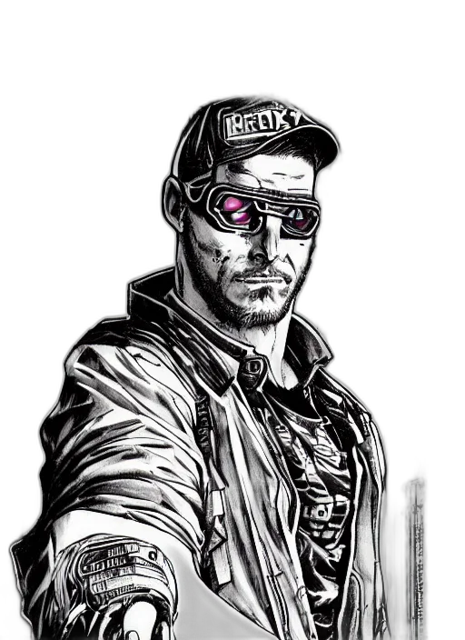 jacket, comic book art, cartoon, cyberpunk transparent PNG cut-out