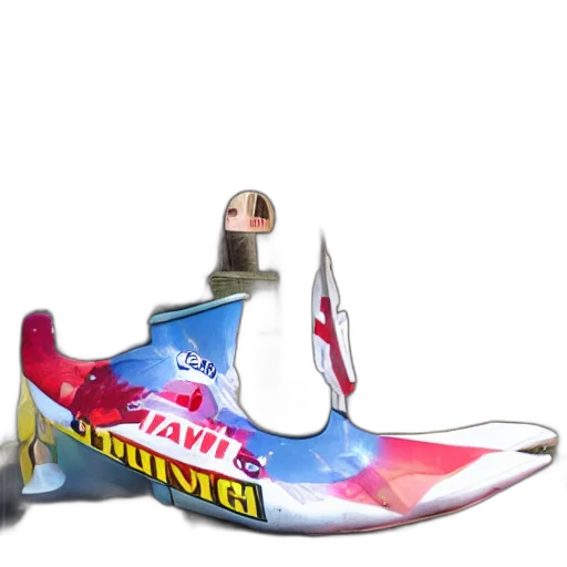 shoes, weapon, bottle, sword, 3d render, concept art, photorealistic, vaporwave transparent PNG cut-out