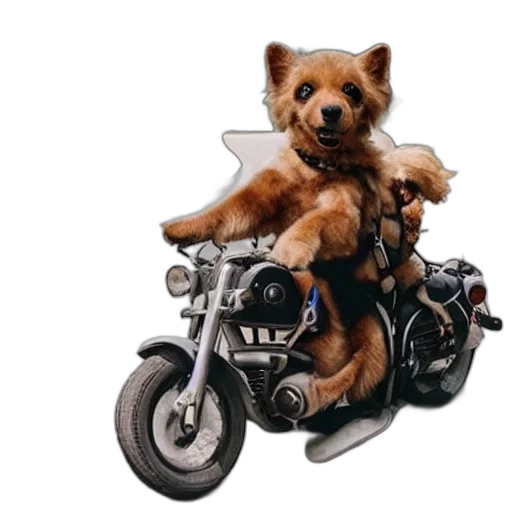 animal, car, photorealistic, concept art, dog, riding, motorcycle, glasses transparent PNG cut-out