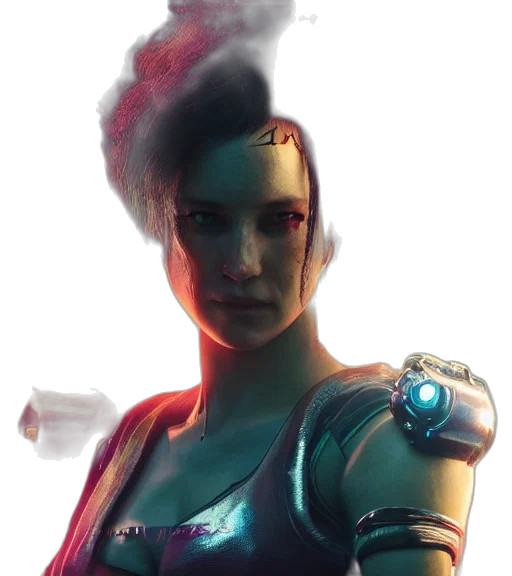robot, face, weapon, staff, cyberpunk, concept art, comic book art, fantasy art transparent PNG cut-out
