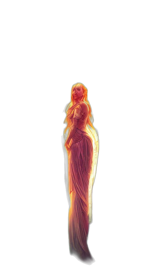 dress, hair, staff, sword transparent PNG cut-out