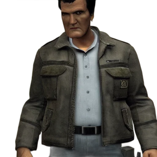 jacket, staff, face, 3d render, concept art, photorealistic, earth tones, screenshot transparent PNG cut-out