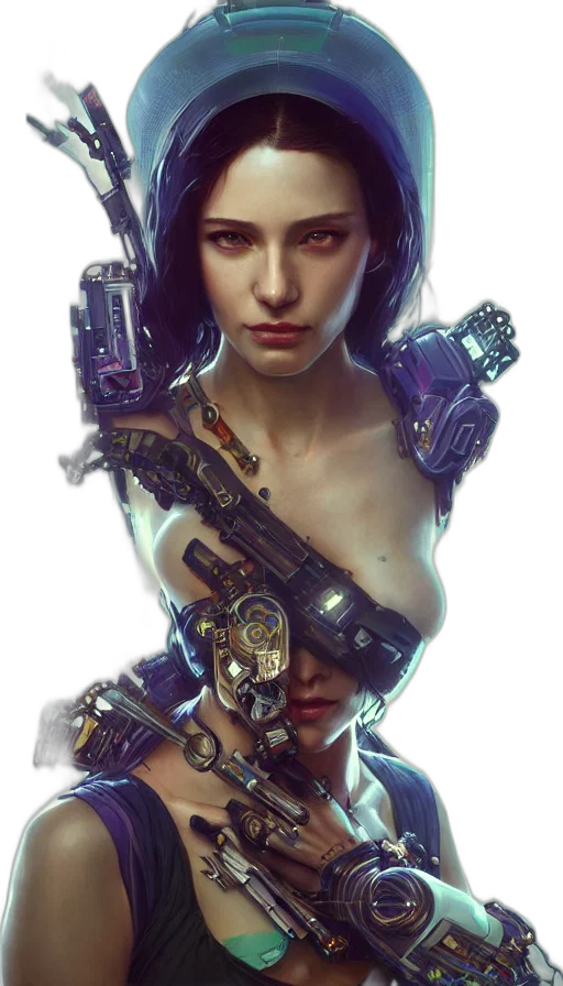 robot, weapon, jewelry, cyberpunk transparent PNG cut-out