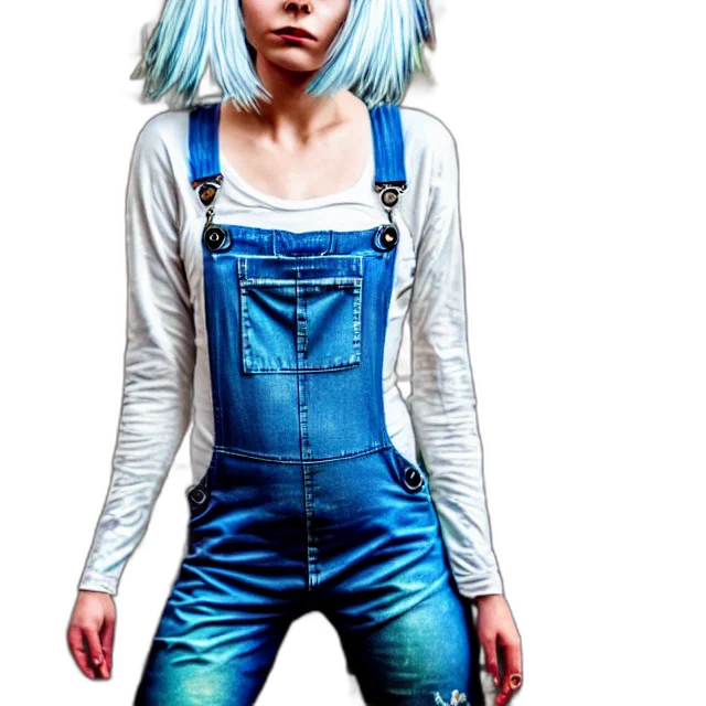 jacket, dress, hair, photorealistic, concept art, cyberpunk, 3d render, blue transparent PNG cut-out