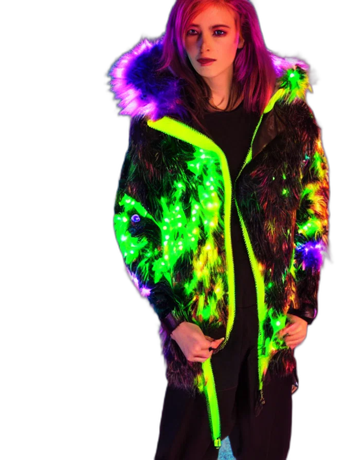 jacket, cyberpunk, neon lights, neon transparent PNG cut-out