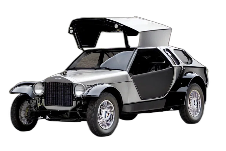 car, robot, concept art, 3d render, cyberpunk, delorean transparent PNG cut-out