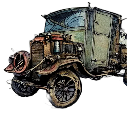 car, concept art, photorealistic, watercolor, comic book art, city street, beautiful, aesthetic transparent PNG cut-out