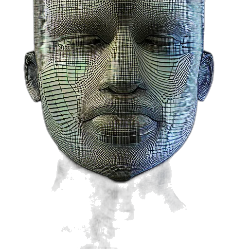 mask, face, robot, creature, 3d render, photorealistic, vaporwave, concept art transparent PNG cut-out