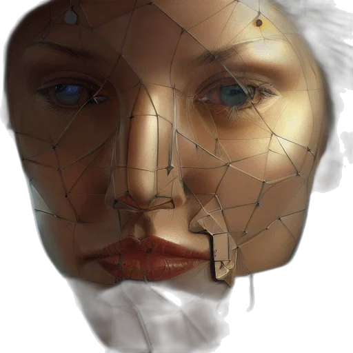 mask, face, robot, jewelry, photorealistic, 3d render, cyberpunk, concept art transparent PNG cut-out
