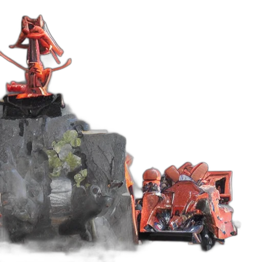 robot, concept art, 3d render, fire transparent PNG cut-out