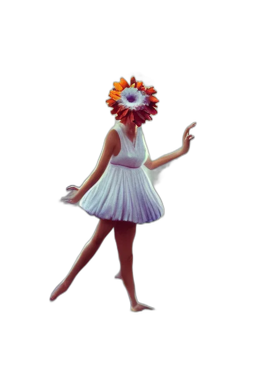 dress, creature, mask, flower transparent PNG cut-out