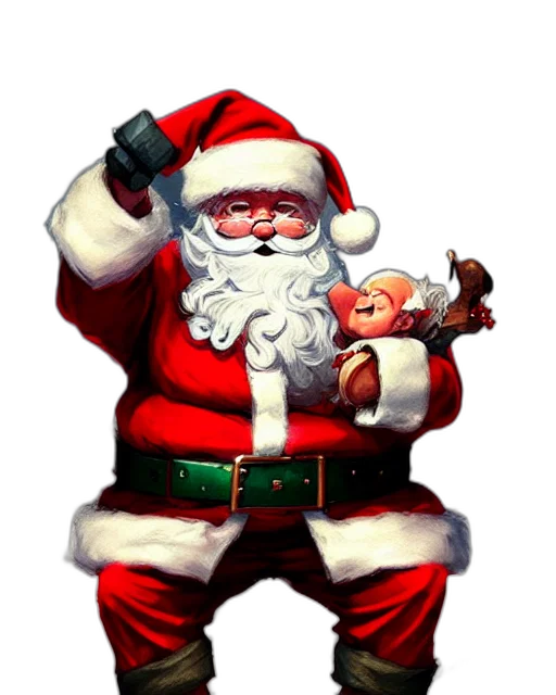 photorealistic, illustration, small, santa transparent PNG cut-out