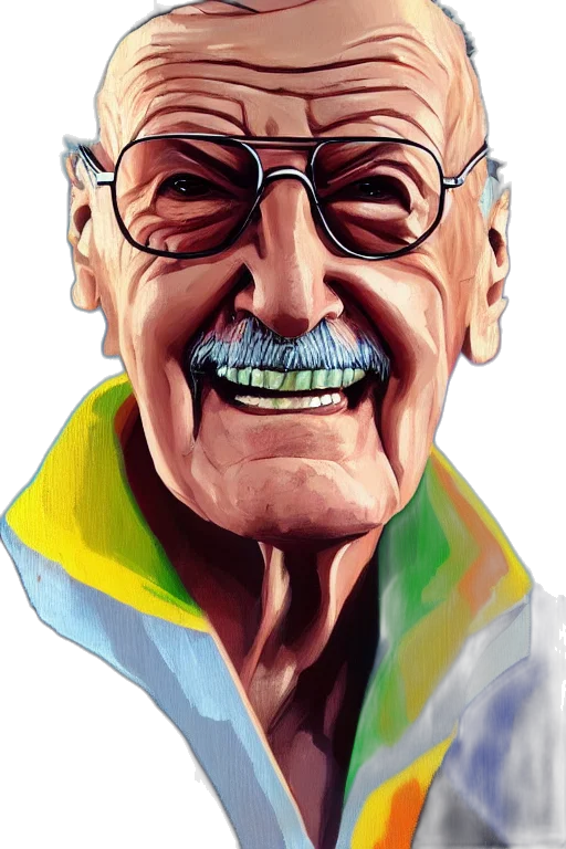 face, staff, jacket, comic book art transparent PNG cut-out