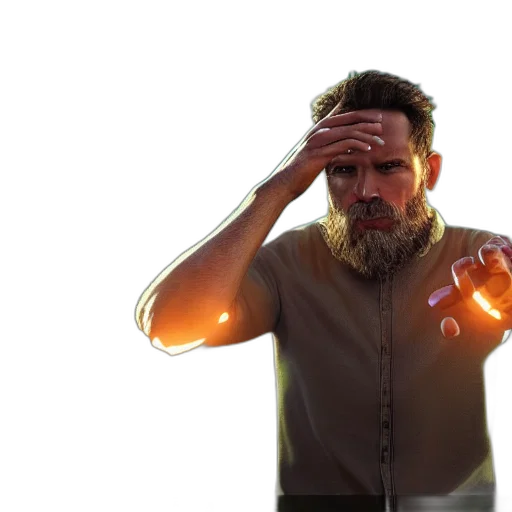 mask, 3d render, concept art, fire transparent PNG cut-out