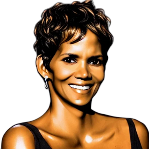 photorealistic, cartoon, halle, berry transparent PNG cut-out