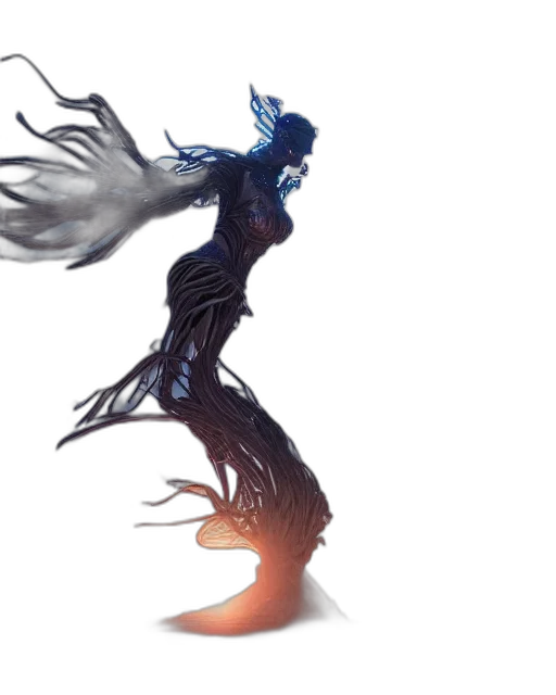 dress, hair, dragon, creature, concept art, fantasy art, 3d render, comic book art transparent PNG cut-out