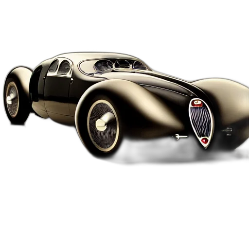 car, 3d render, photorealistic, concept art, retro, futuristic, bugatti, type transparent PNG cut-out