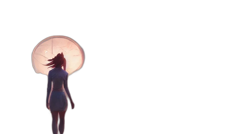 umbrella, dress, hat, hair, concept art, 3d render, anime, fantasy art transparent PNG cut-out