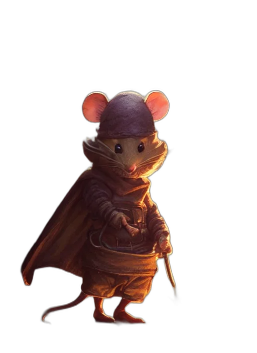 hat, animal, staff, jacket, concept art, fantasy art, 3d render, photorealistic transparent PNG cut-out