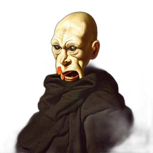 mask, face, staff, creature, concept art, photorealistic, oil painting, comic book art transparent PNG cut-out