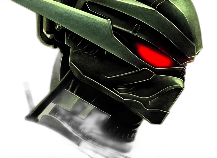 robot, mask, weapon, face, concept art, 3d render, comic book art, pixel art transparent PNG cut-out