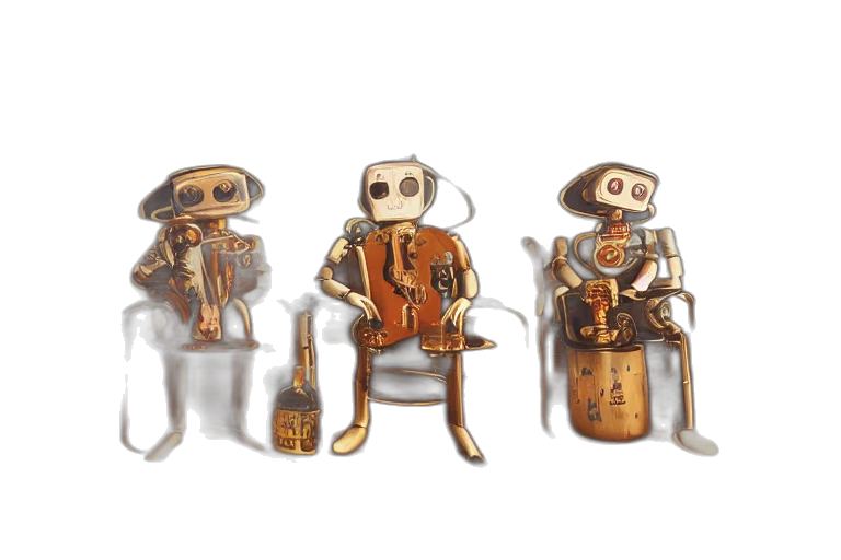 robot, concept art, pixel art, 3d render transparent PNG cut-out