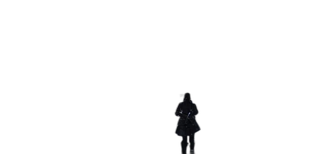 jacket, staff, umbrella, robot, pixel art, concept art, 3d render, comic book art transparent PNG cut-out