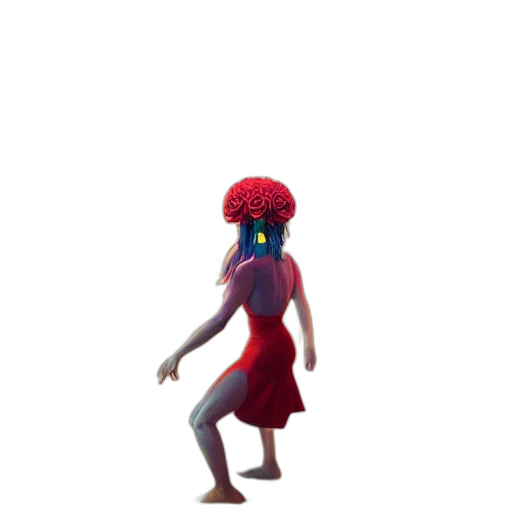 dress, creature, hat, hair, concept art, 3d render, pixel art, fantasy art transparent PNG cut-out