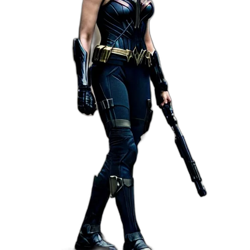 weapon, concept art, comic book art, 3d render, gal, gadot, black, widow transparent PNG cut-out