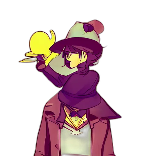 hat, jacket, staff, weapon transparent PNG cut-out