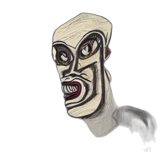 mask, face, creature, robot, concept art, comic book art, cartoon, photorealistic transparent PNG cut-out
