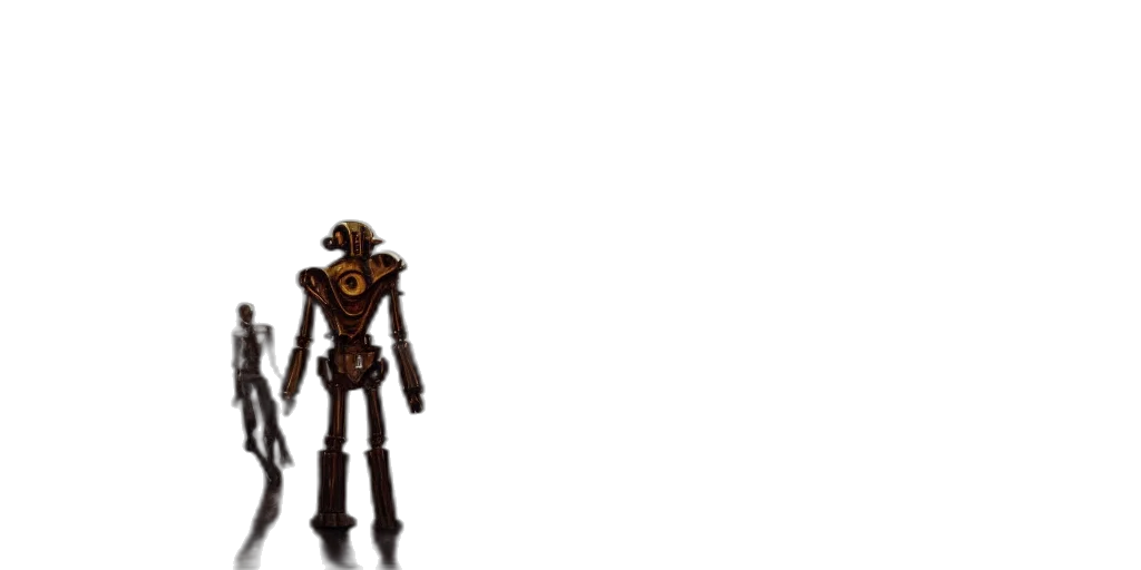 robot, staff, weapon, creature transparent PNG cut-out