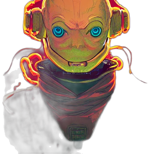 mask, robot, face, creature, concept art, 3d render, comic book art, cyberpunk transparent PNG cut-out