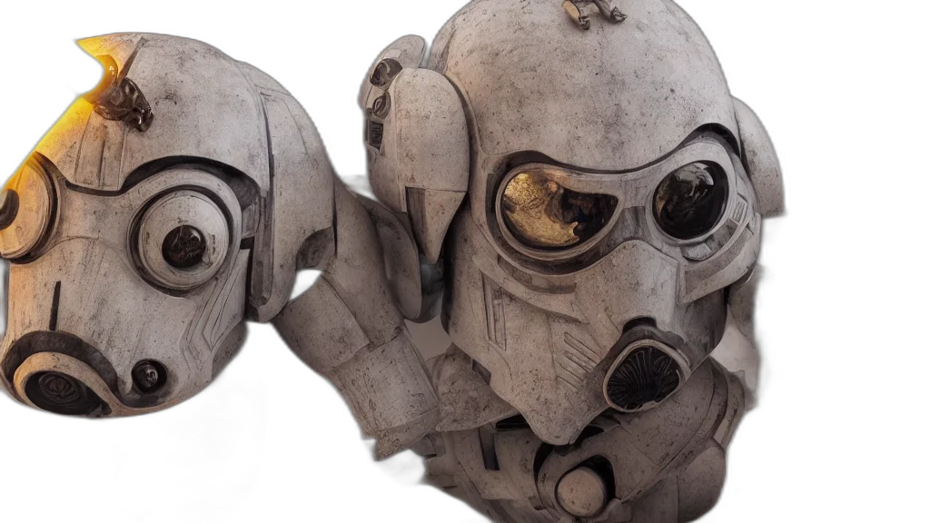 mask, robot, concept art, 3d render, star, wars, creatures, perfect transparent PNG cut-out