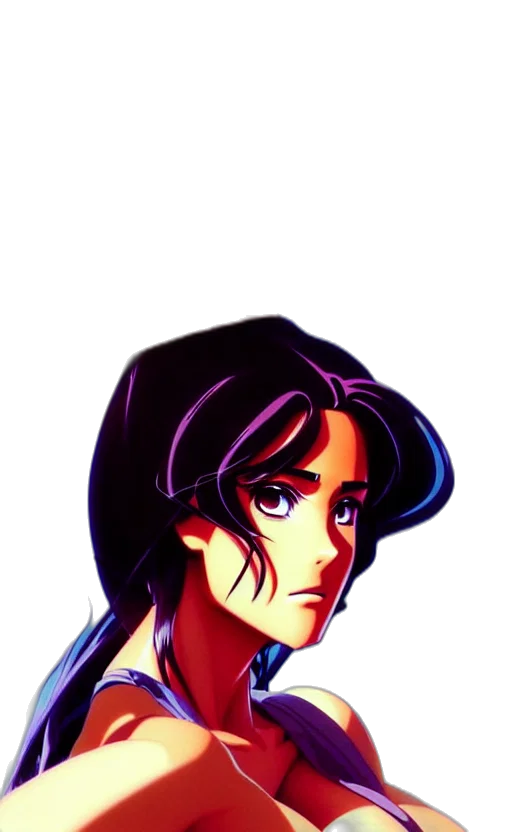 face, vaporwave, pixel art, anime, cartoon, neon lights, blue, red transparent PNG cut-out
