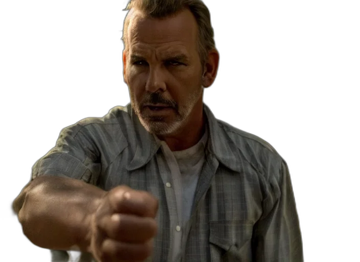 weapon, photorealistic, film, still, kevin, costner, jim, hopper transparent PNG cut-out