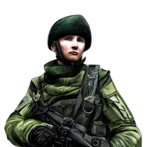 face, jacket, weapon, staff, concept art, photorealistic, comic book art, fantasy art transparent PNG cut-out