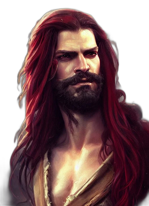 face, fantasy art, concept art, comic book art, photorealistic, red, golden, portrait transparent PNG cut-out
