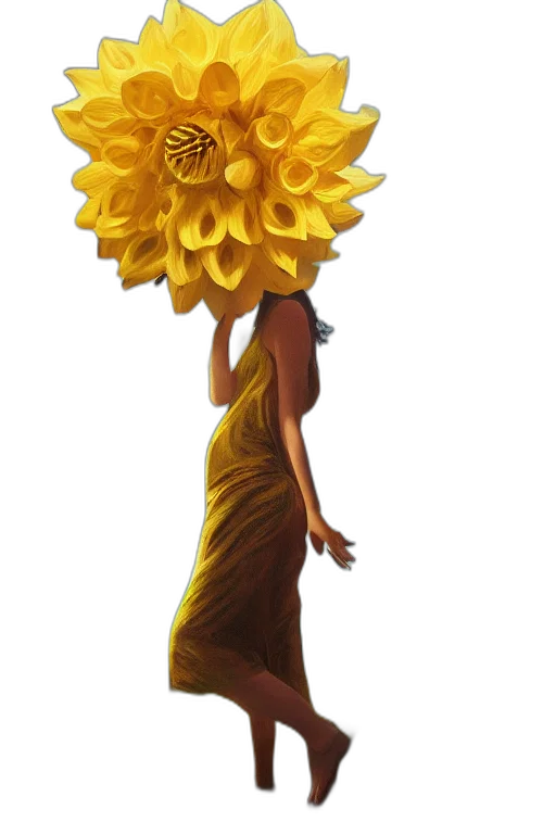 dress, flower, crown, staff transparent PNG cut-out