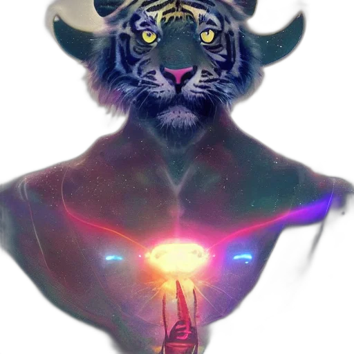 animal, staff, crown, mask, fantasy art, vaporwave, concept art, pixel art transparent PNG cut-out