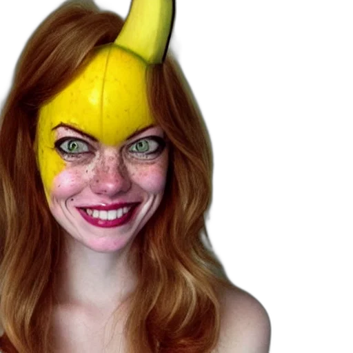 mask, face, hat, creature, banana, woman, has, emma transparent PNG cut-out