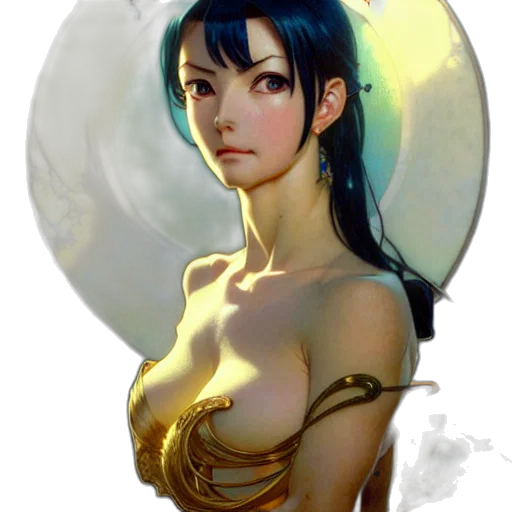dress, jewelry, face, fantasy art transparent PNG cut-out