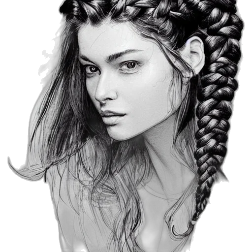 hair, crown, face, jewelry, pencil sketch, fantasy art, photorealistic, comic book art transparent PNG cut-out